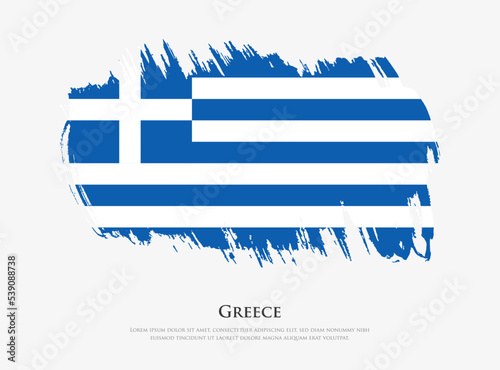 Creative textured flag of Greece with brush strokes vector illustration
