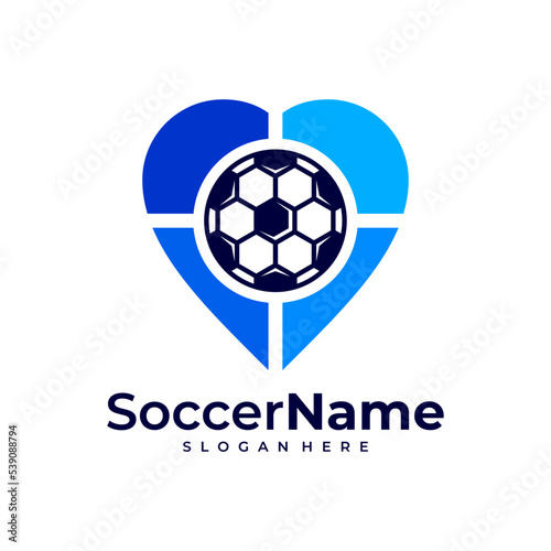 Love Soccer logo template  Football Love logo design vector