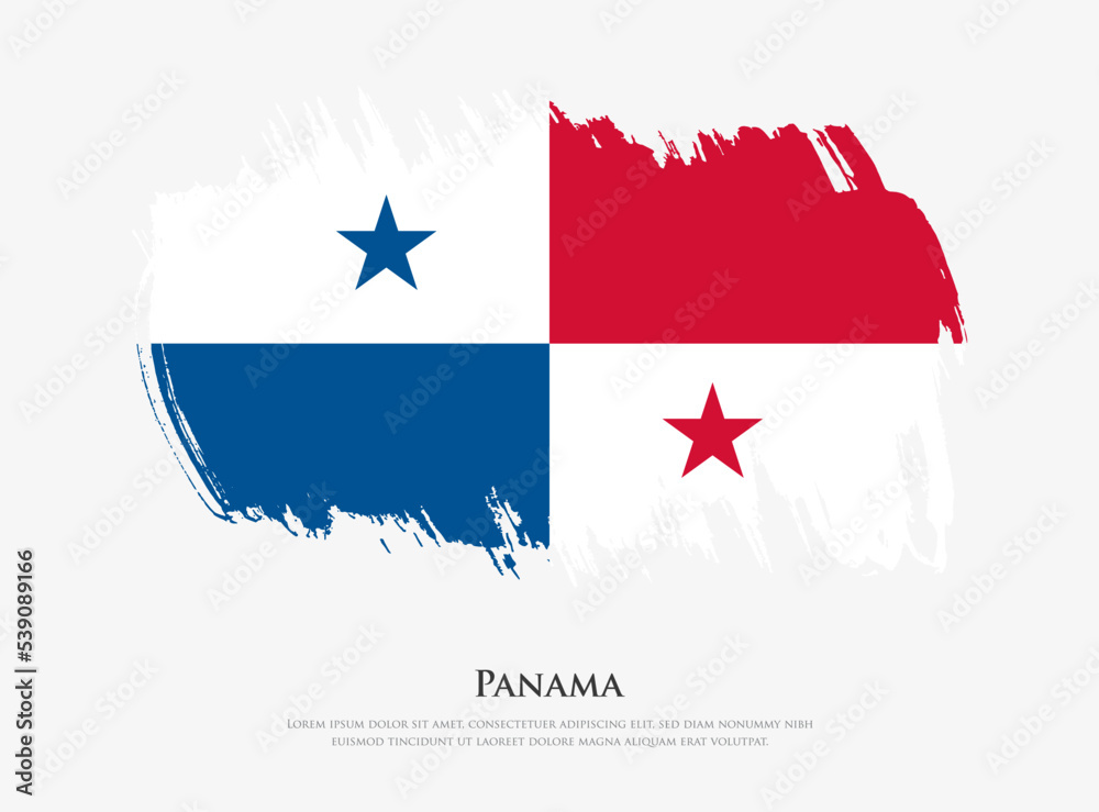 Creative textured flag of Panama with brush strokes vector illustration