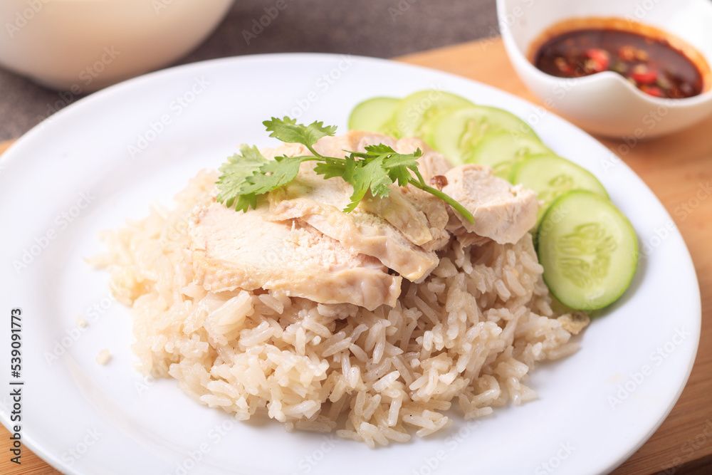 Steamed chicken and rice steamed with chicken soup, Steamed chicken and rice steamed with chicken soup,