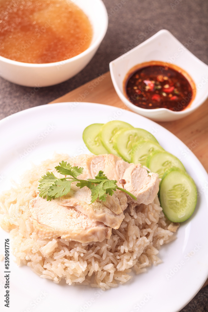 Steamed chicken and rice steamed with chicken soup, Steamed chicken and rice steamed with chicken soup,