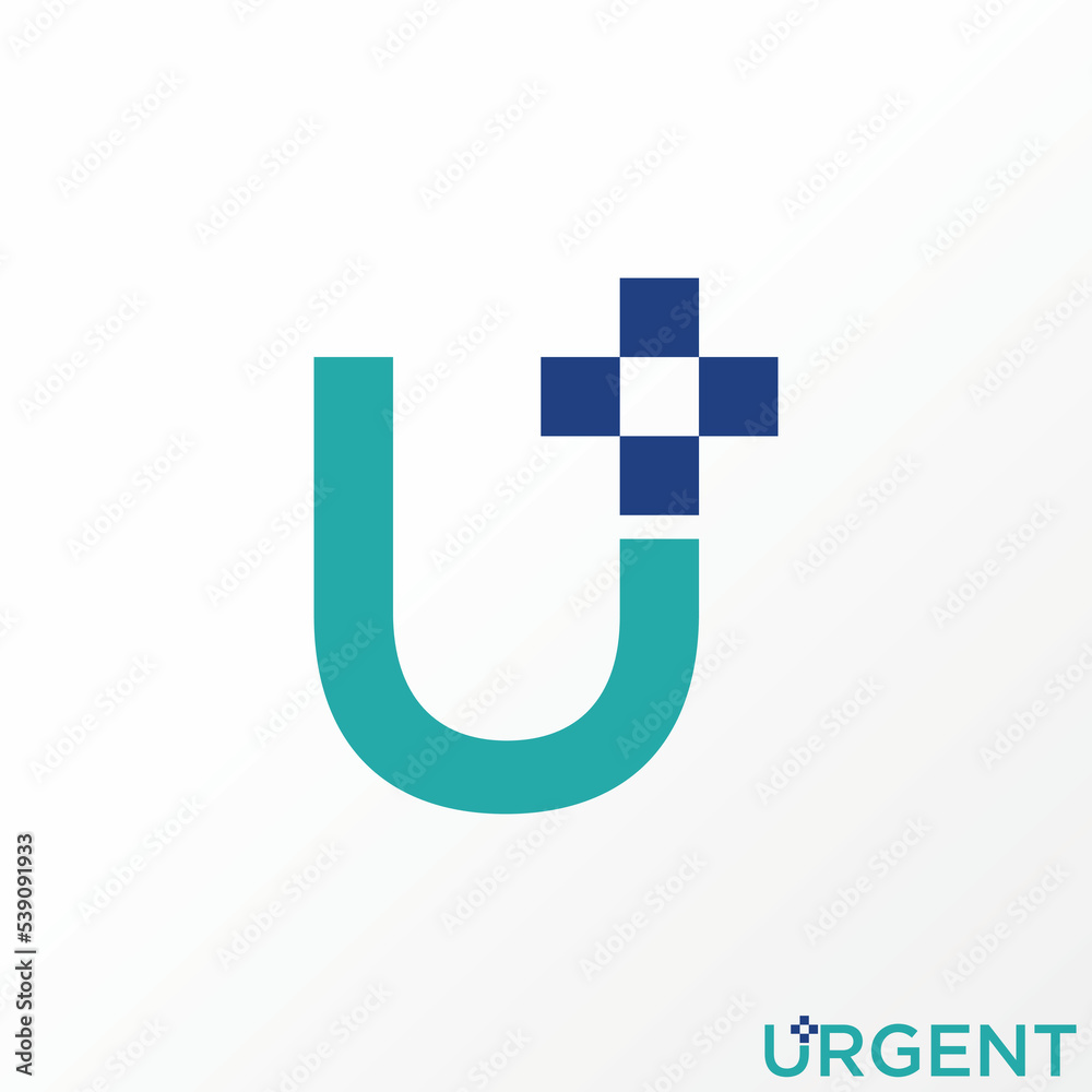 Simple and unique letter or word U font with medical red cross or plus image graphic icon logo design abstract concept vector stock. Can be used as symbol related to typography or health Simple and unique letter or word U font with medical red cross or plus image graphic icon logo design abstract concept vector stock. Can be used as symbol related to typography or health