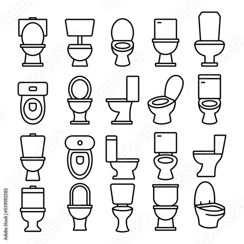 Toilet linear icons set. WC icons collection