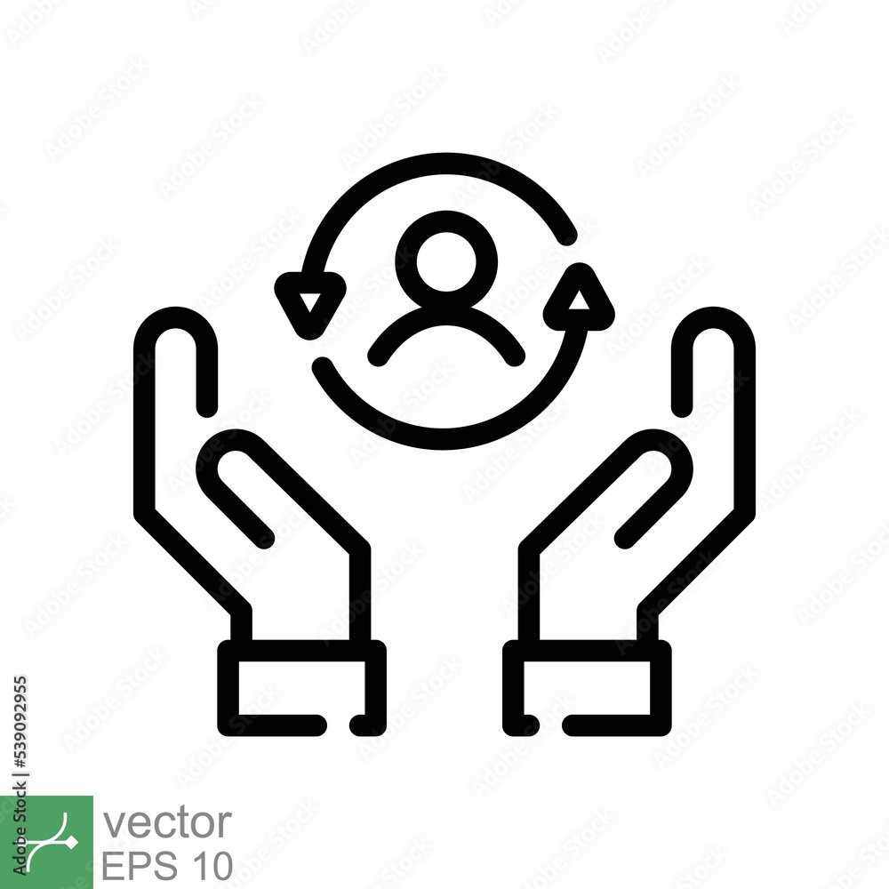 Care customer icon. Simple outline style. Total inclusive service, support, costumer service center concept. Thin line vector illustration isolated on white background. EPS 10. Care customer icon. Simple outline style. Total inclusive service, support, costumer service center concept. Thin line vector illustration isolated on white background. EPS 10.