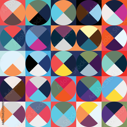 Geometric Circle shape Bauhaus pattern. Vector design and modern colorful art. Abstract Bauhaus design pattern. 