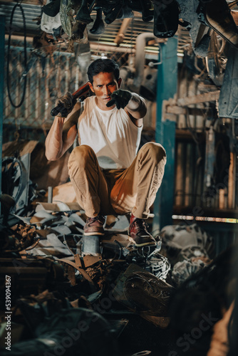 Wallpaper Mural professional mechanic man person portrait concept, male inspection technician at auto car garage service, occupation work job to automobile repair vehicle and maintenance workshop, engine fix center Torontodigital.ca