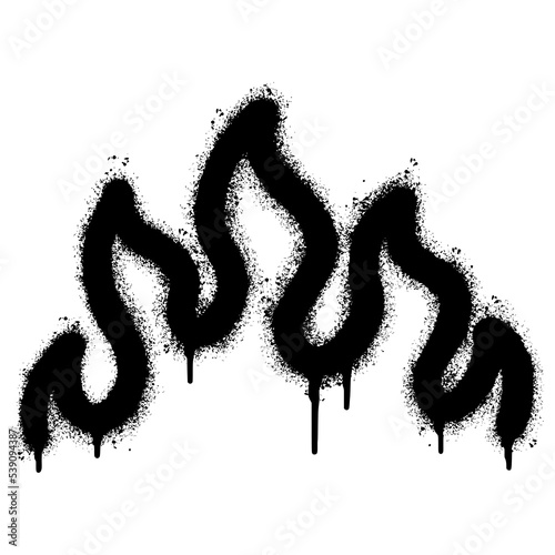 Spray Painted Graffiti Fire flame icon Sprayed isolated with a white background. graffiti Fire flame icon with over spray in black over white. Vector illustration.