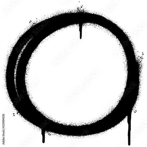 Spray Painted Graffiti Circle icon Sprayed isolated with a white background. graffiti Round symbol with over spray in black over white. Vector illustration.