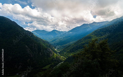 Sunlight in a valley in the pyrenees