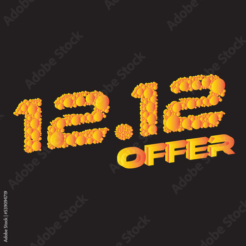 12.12 Offer 3d typography design vector illustration.12.12 offer event