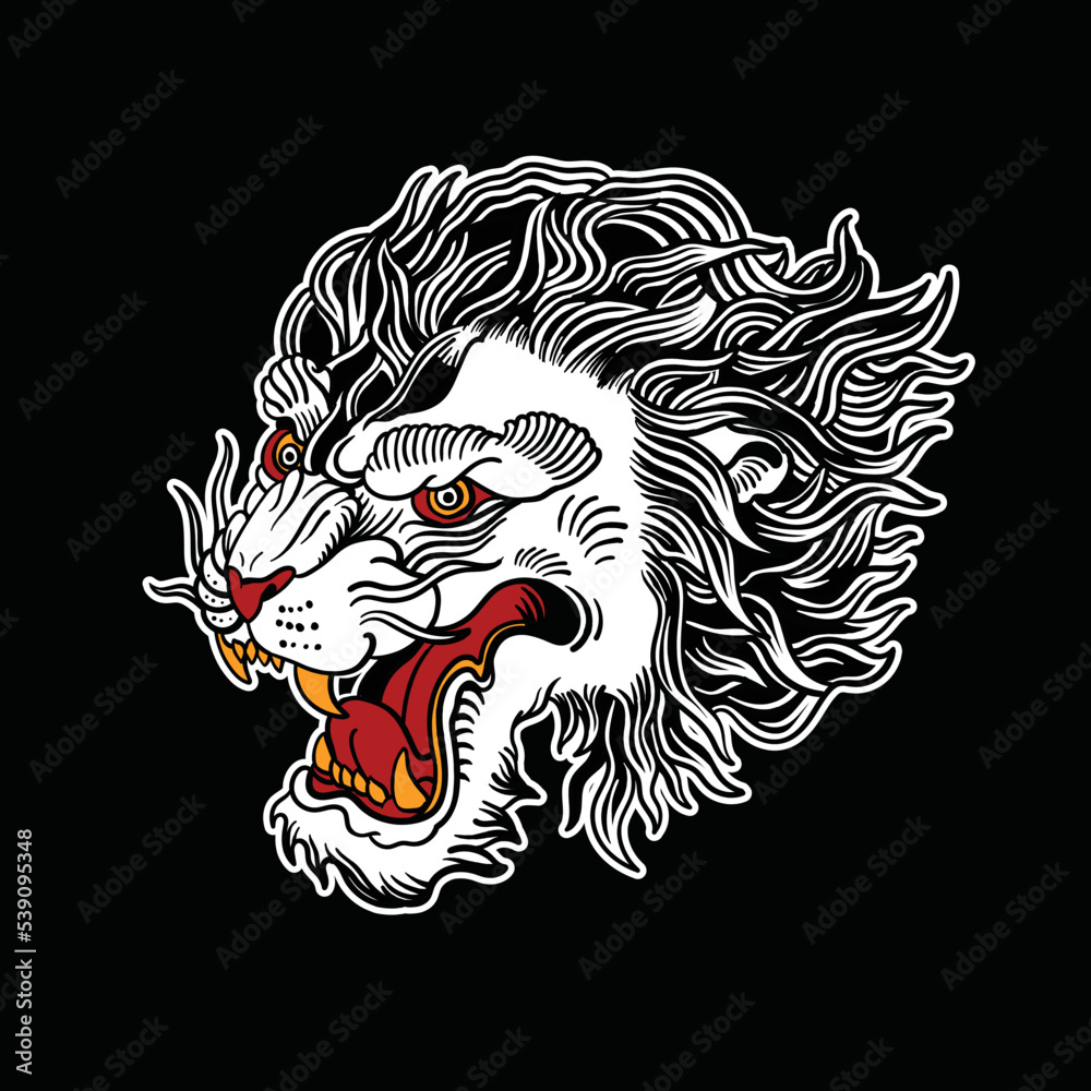 Premium Vector  Tribal lion head logo tattoo design stencil vector  illustration