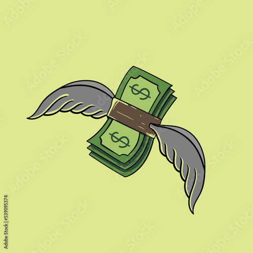 Money fly with wings concept vector design