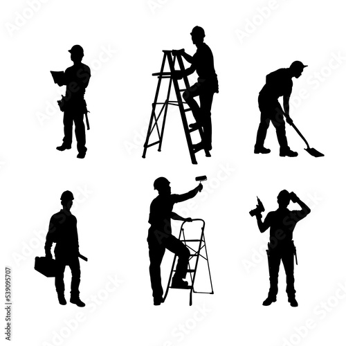 Set of construction workers silhouette vector design