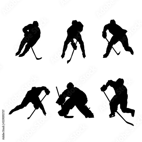 Set of ice hockey vector design silhouettes