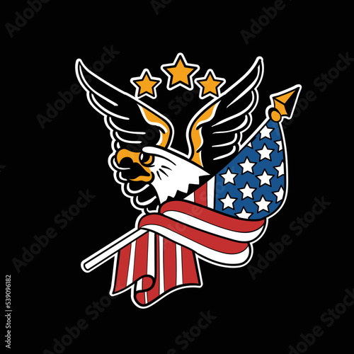 Traditional American eagle tattoo design sticker