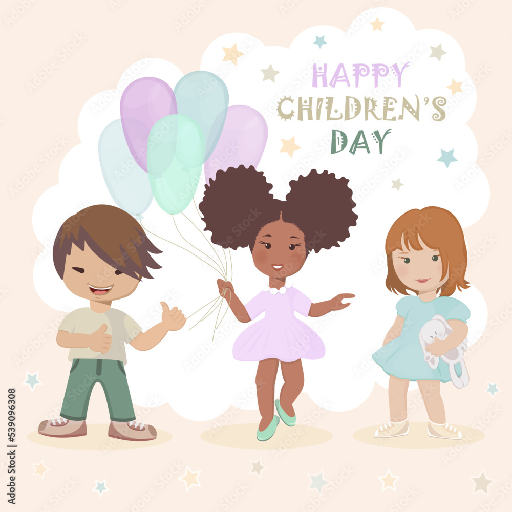 Children smiling and playing together. This vector illustration for HAPPY CHILDREN'S DAY. Children smiling and playing together. This vector illustration for HAPPY CHILDREN'S DAY.