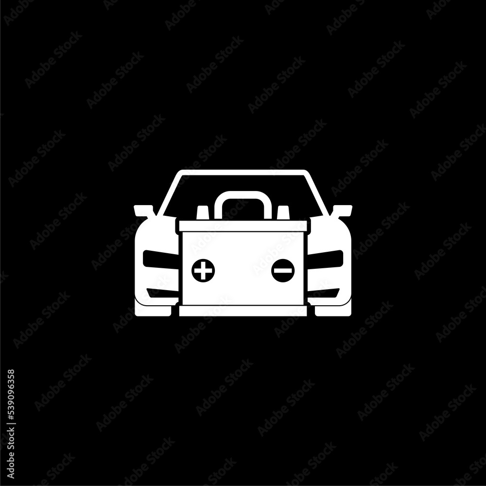 Car battery icon isolated on dark background
