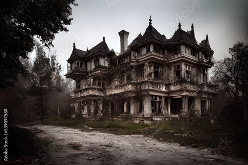 A creepy, crumbling haunted house. © ECrafts