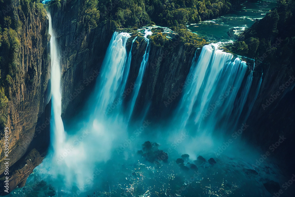 Beautiful waterfall , Landscape background, nature photo, drone view or bird view Beautiful waterfall , Landscape background, nature photo, drone view or bird view