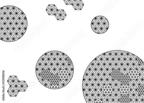 麻の葉文様のベクター背景素材