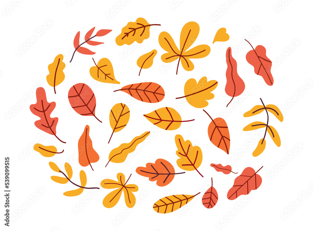 Obraz premium Yellow Leaves vector composition. Autumn, fall