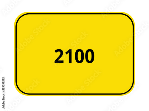 gelbes Ortseingangsschild - Jahr 2100