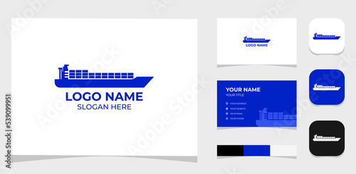 Template Logo Creative Cargo ship, ship cargo, expedition, logistic concept. Creative Template with color pallet, visual branding, business card and icon.