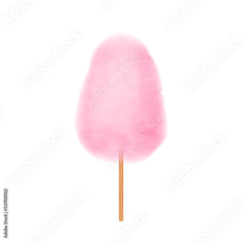 Pink cotton candy. Realistic sugar cloud with wooden sticks isolated. Delicious festive sweet