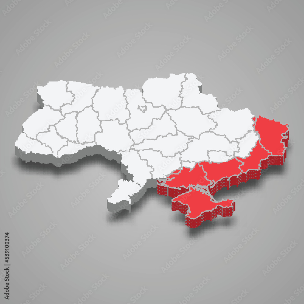 3d Political map of Ukraine with borders