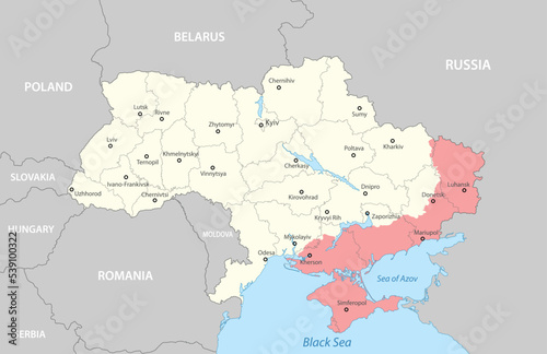 Political map of Ukraine with borders