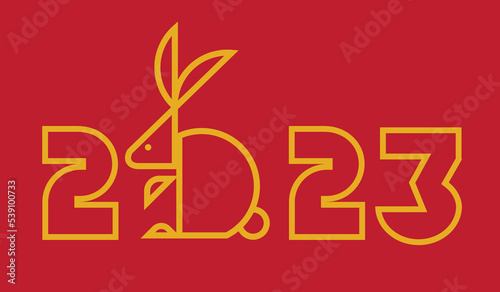 Happy new year 2023 , Lunar new year, Rabbit , simple flat design