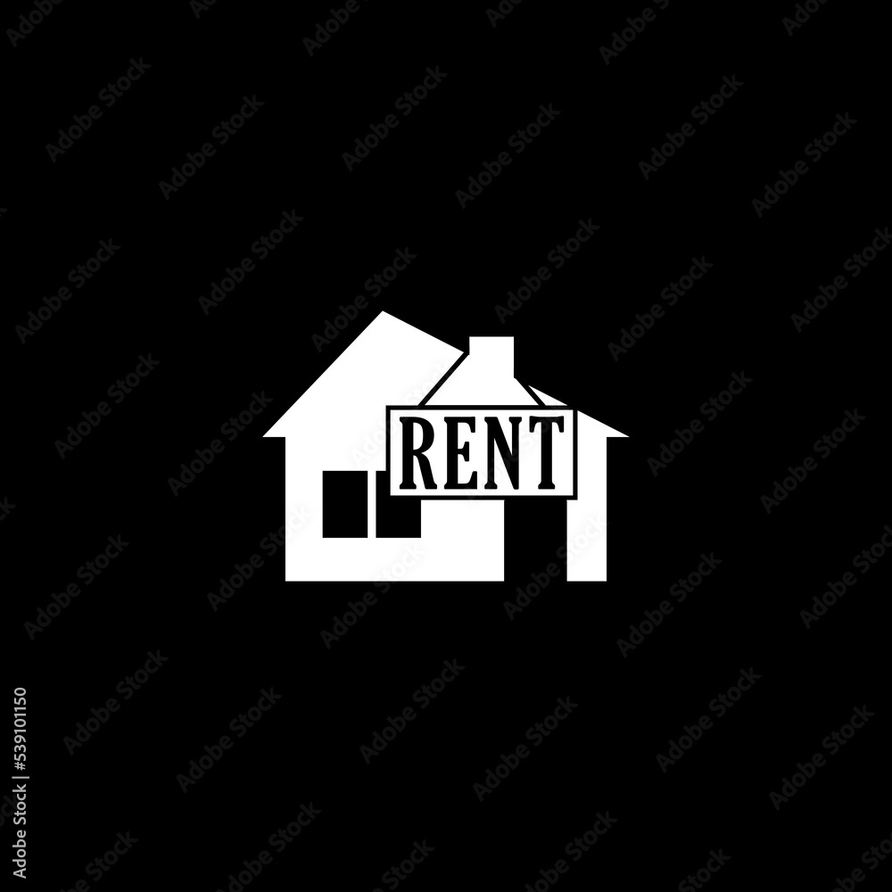 Rent house icon isolated on dark background Rent house icon isolated on dark background