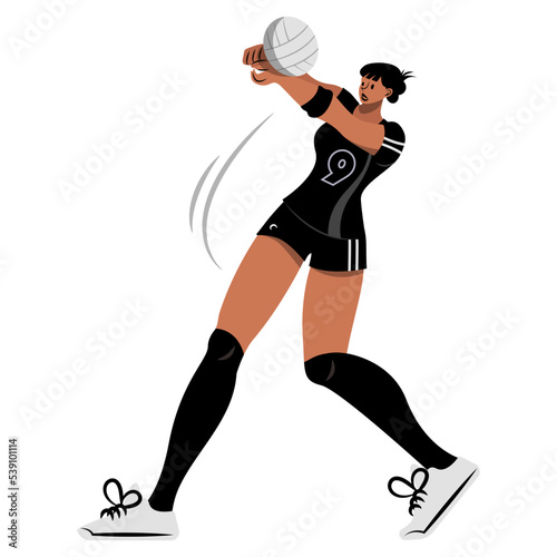 Volleyball player vector illustration in flat color design
