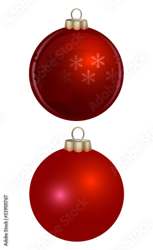 vector Christmas glass red ball with and without decoration on transparent background