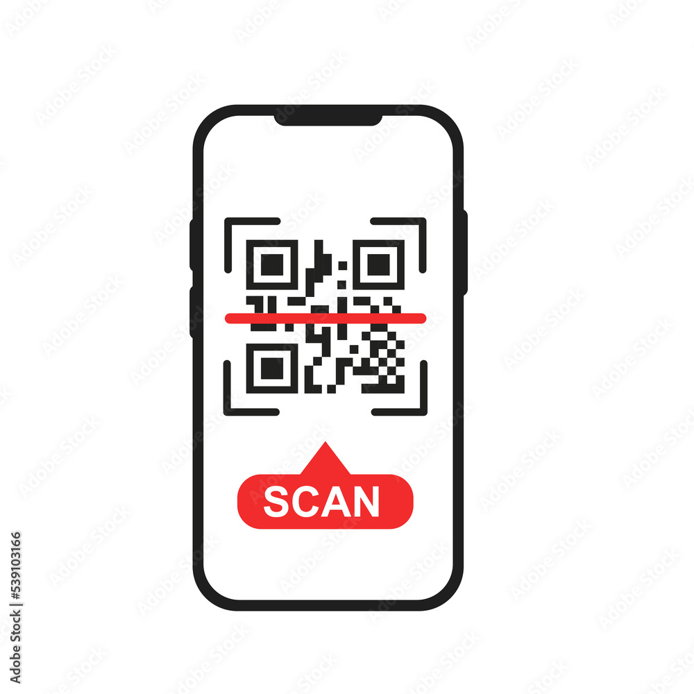 Scan the phone with the Qr code. Vector illustration