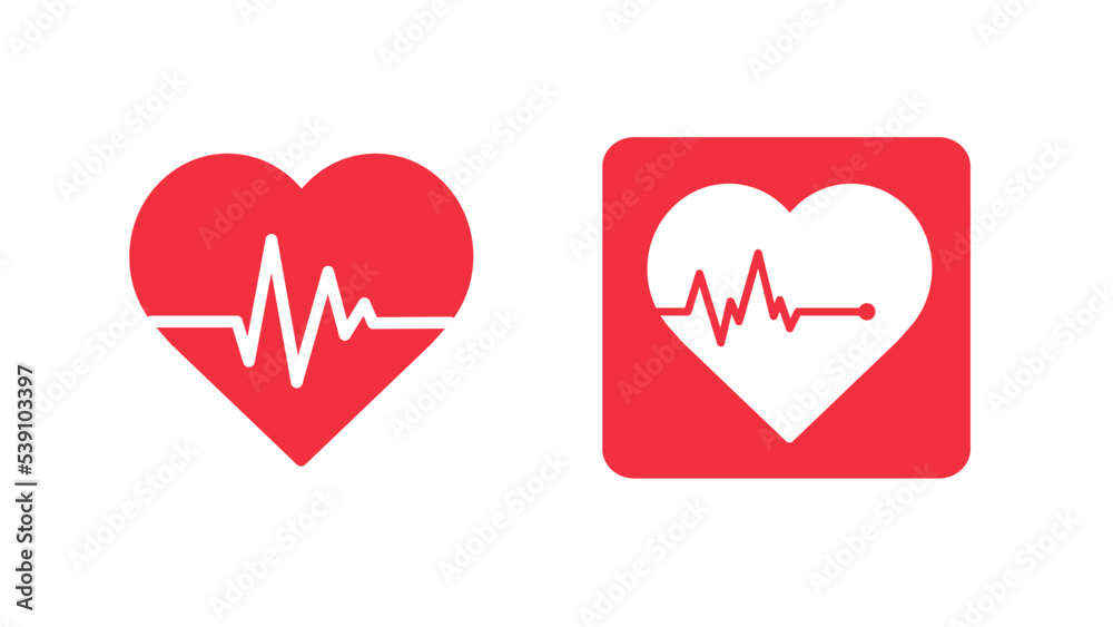 Red heartbeat line icon on white background. Pulse Rate Monitor. Vector illustration.