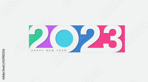 Happy New Year 2023. Modern colorful background. Design for banner, greeting card. Vector illustration