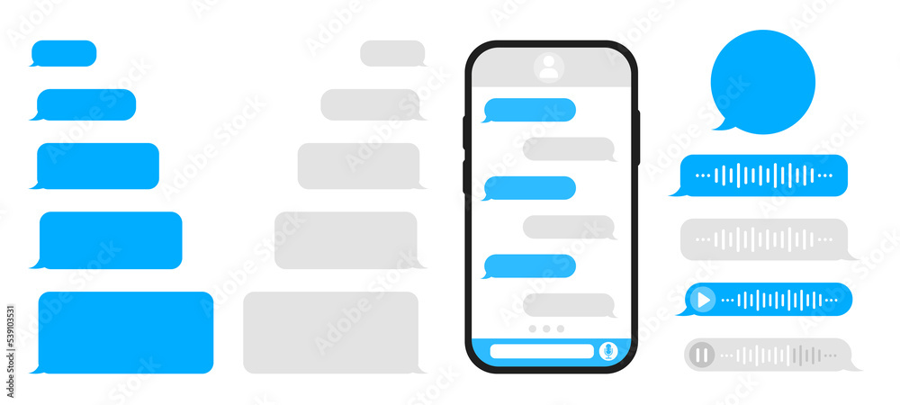 Chat, message bubbles, voice messages for the phone. Vector illustration Chat, message bubbles, voice messages for the phone. Vector illustration