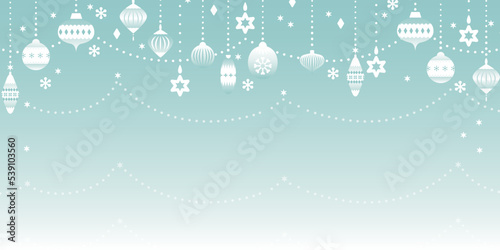 冬のオーナメント グラデーション 背景イラスト _ ベクター 素材 コピースペース 長方形 横長 1:2 明るい