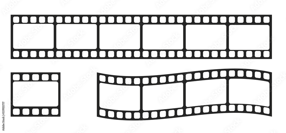 Film tape, curved film tape on a white background. Vector illustration