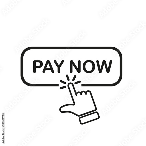 Pay now cursor button icon. Vector illustration