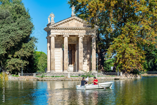 Canvas Print Temple of Aesculapius in gardens of Villa Borghese, Rome, Italy