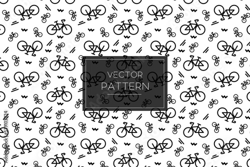 Bicycle cycling illustration seamless vector pattern line design. Suited for background, textile, and wrapping paper