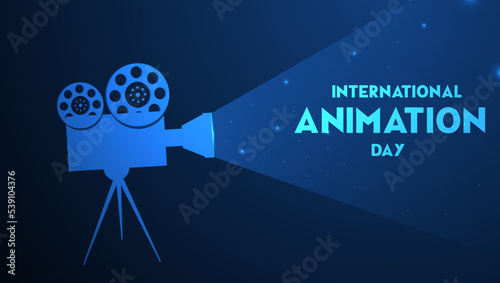 International Animation Day is October 28. Technology cinema concept. Template for background, banner vector illustration.