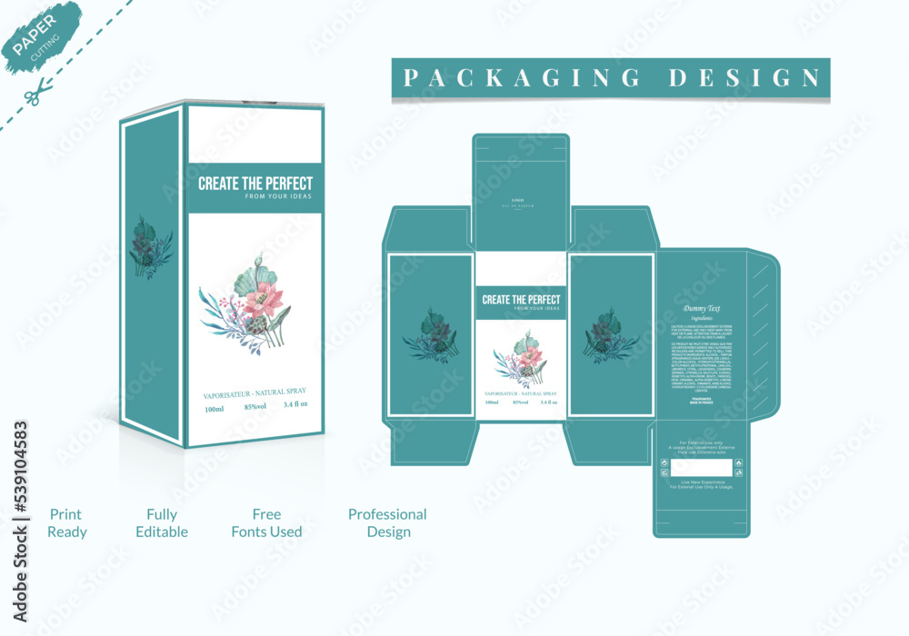 Box, Packaging Die Cut Template For Product vector design with 3D