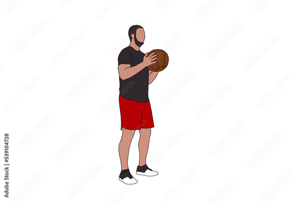 Fototapeta premium Fitness Ausgangsposition mit Medizinball