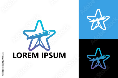 Telescope star logo template design vector
