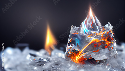 melt ice crystals burning with red yellow fire. Cold winter frozen ice  cubes emit heat and flame. Inspired by song of ice and fire mythology. Fire  contained inside ice crystal, inner fire inside glass Stock Illustration |  Adobe Stock