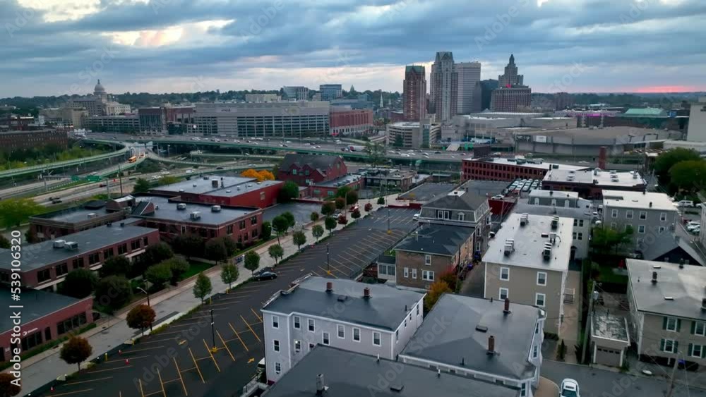aerial push into providence rhode island skyline aerial push into providence rhode island skyline