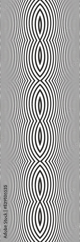 Obraz premium Abstract Curved lines geometric pattern with crossing thin straight lines. Stylish texture in Black color. Seamless linear pattern.Seamless geometric ornament based on traditional Geometric pattern. 